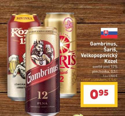 Gambrinus, Šariš, Velkopopovický Kozel
