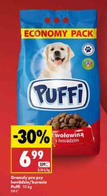 Granuly pre psy hovädzie/kuracie Puffi 10 kg