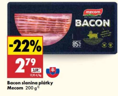 Bacon slanina plátky Mecom 200 g