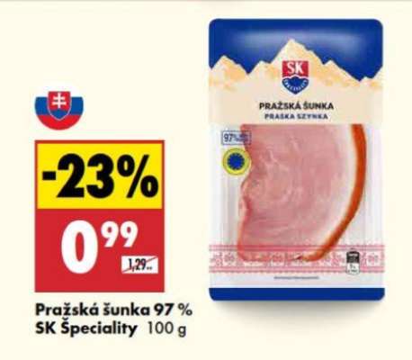 Pražská šunka 97 % SK Špeciality 100 g