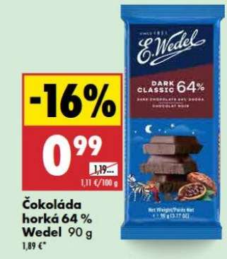 Čokoláda horká 64% Wedel 90 g