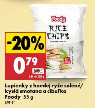 Lupienky z hnedej ryže solené/kyslá smotana a cibuľka Foody 55 g