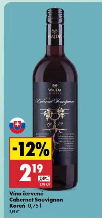 Víno červené Cabernet Sauvignon Koreň 0,75 l
