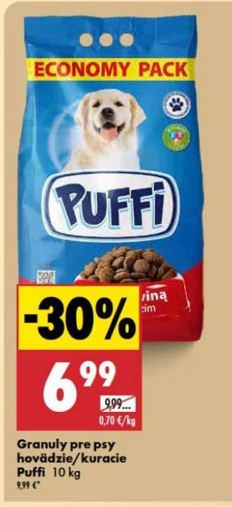 Granuly pre psy hovädzie/kuracie Puffi 10 kg