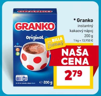 GRANKO Instantný kakaový nápoj
