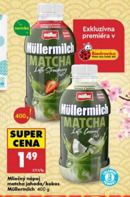 Mliečny nápoj matcha jahoda/kokos Müllermilch