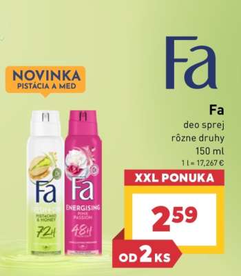 Fa deo sprej rôzne druhy