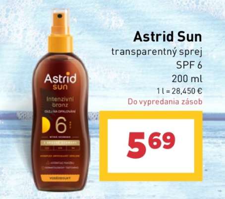 Astrid Sun transparentný sprej SPF 6