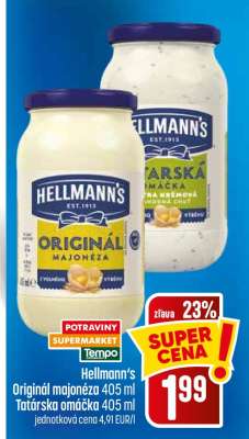 Hellmann's Originál majonéza 405 ml / Tatárska omáčka 405 ml