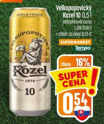 Velkopopovický Kozel 10 0,5 l