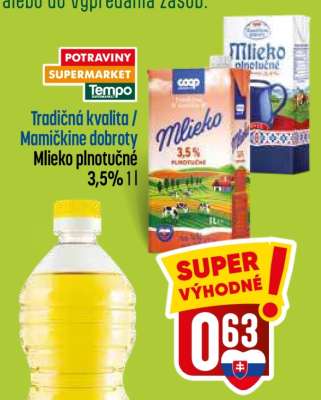 Mlieko plnotučné 3,5% 1l