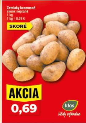 Zemiaky konzumné skoré neprané