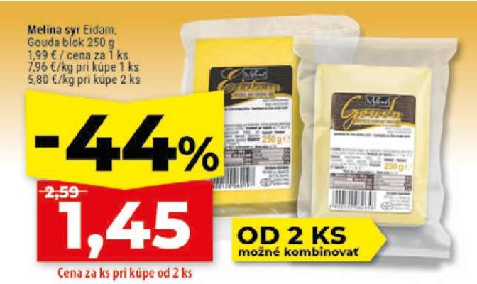 Melina syr eidam, gouda blok 250 g