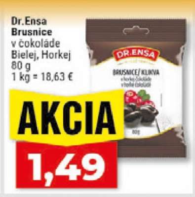 Dr.Ensa brusnice v čokoláde Bielej, Horkej