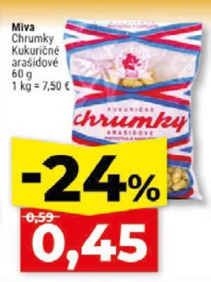 Miva chrumky kukuričné arašidové 60 g