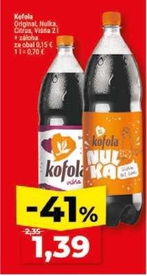 Kofola Original, Nulka, Citrus, Višňa 2l