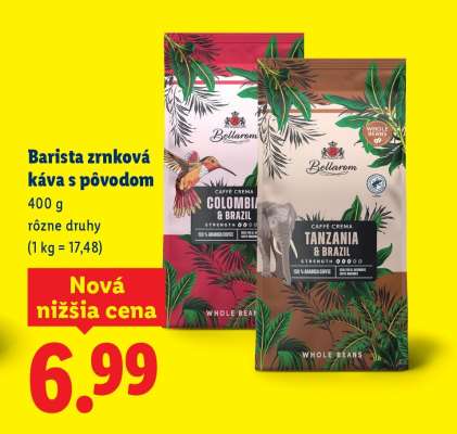 Barista zrnková káva s pôvodom