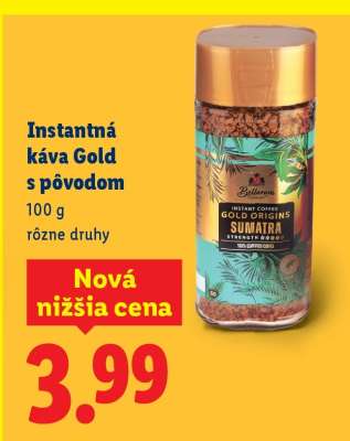 Instantná káva Gold s pôvodom