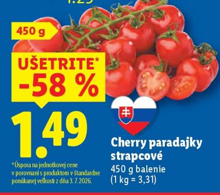 Cherry paradajky strapcové