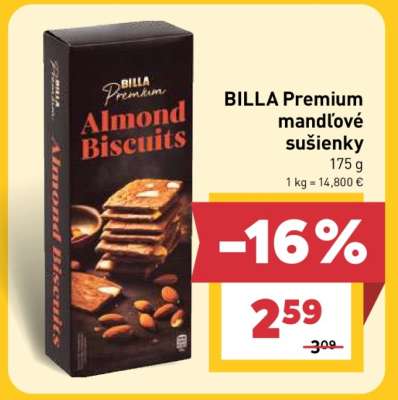 BILLA Premium Mandľové sušienky