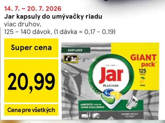 JAR KAPSULY DO UMÝVAČKY RIADU