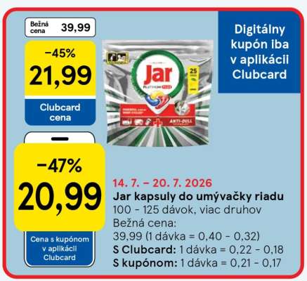 JAR KAPSULY DO UMÝVAČKY RIADU