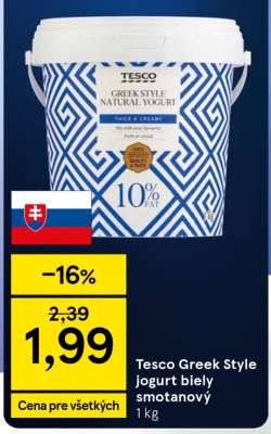 Tesco Greek Style jogurt biely smotanový
