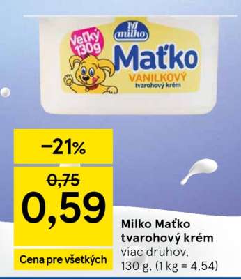 MILKO MAŤKO Tvarohový krém