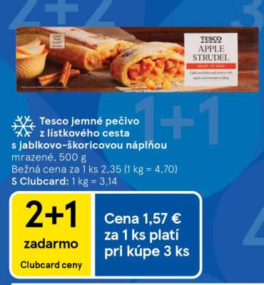 Tesco jemné pečivo z lístkového cesta s jablkovo-škoricovou náplňou