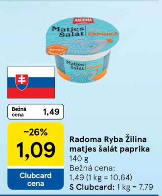 Radoma Ryba Žilina matjes šalát paprika