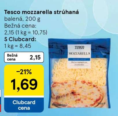 Tesco mozzarella strúhaná