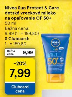 Nivea Sun Protect & Care detské vreckové mlieko na opaľovanie OF 50+