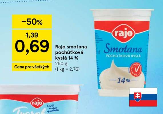 Rajo Smotana pochúťková kyslá 14%