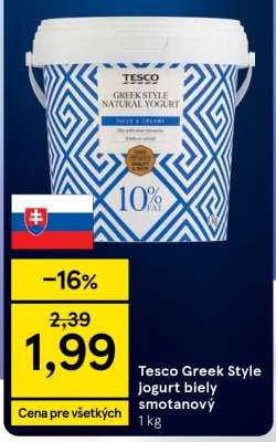 Tesco Greek Style jogurt biely smotanový