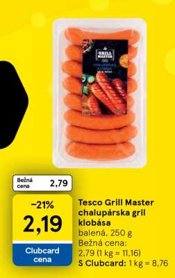 Tesco Grill Master chalupárska gril klobása