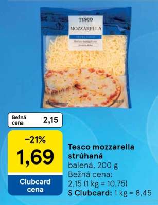 Tesco mozzarella strouhaná