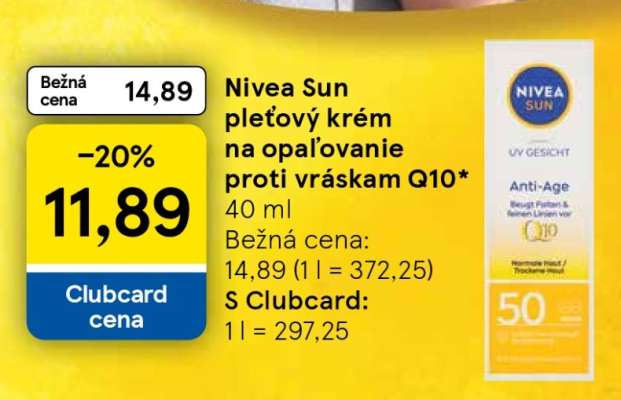 Nivea Sun pleťový krém na opaľovanie proti vráskam Q10