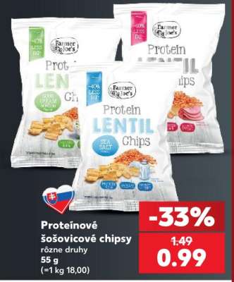 Proteínové šošovicové chipsy