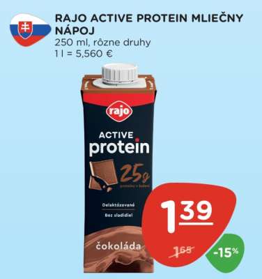 RAJO ACTIVE PROTEIN Mliečny nápoj