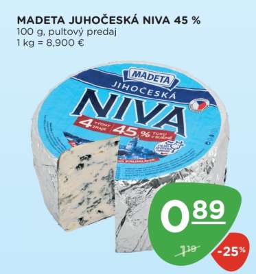 Madeta Juhočeská Niva 45 %