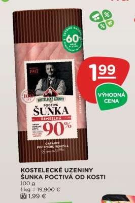 Kostelecké uzeniny ŠUNKA POCTIVÁ OD KOSTI