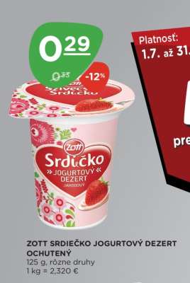 Zott Srdiečko Jogurtový Dezert Ochutený
