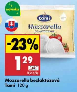 Mozzarella bezlaktózová Tami 120 g