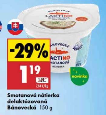 Smotanová nátierka delaktózovaná Bánovecká 150 g