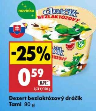 Dezert bezlaktózový dráčik Tami 80 g