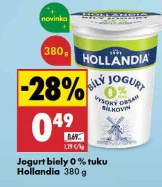 Jogurt biely 0 % tuku Hollandia 380 g