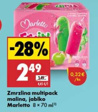 Zmrzlina multipack malina, jablko Marletto 8 × 70 ml