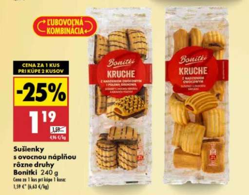 Sušienky s ovocnou náplňou rôzne druhy Bonitki 240 g