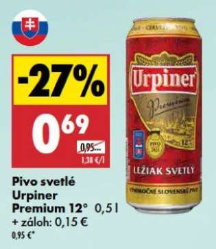 Pivo svetlé Urpiner Premium 12°