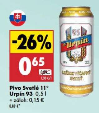 Pivo Svetlé 11° Urpín 93 0,5 l